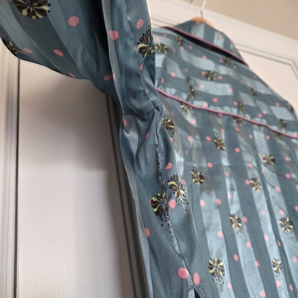 Free People Intimately Pajama Party Sleep Satin PJ Top in Hazy Blue Size Small - Picture 7 of 14